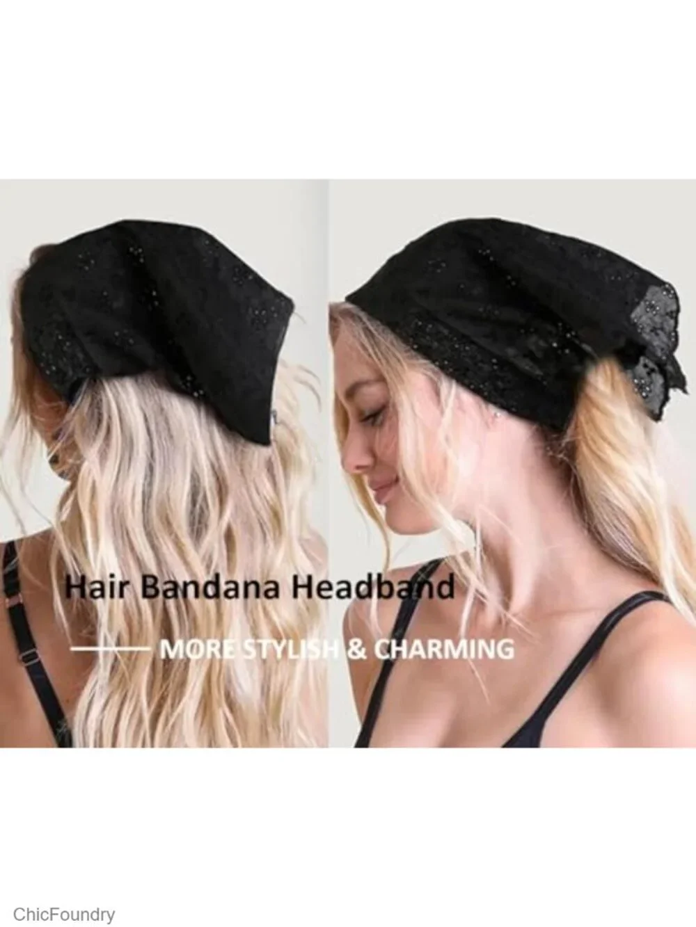 Lace Head Scarf Headband Adjustable Tie-Back Bandana Boho Summer Hair Accessory